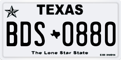 TX license plate BDS0880