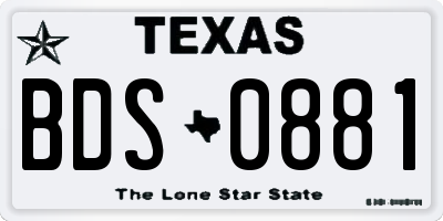 TX license plate BDS0881