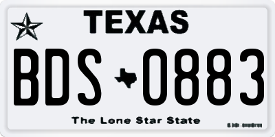 TX license plate BDS0883
