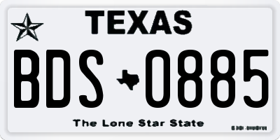 TX license plate BDS0885