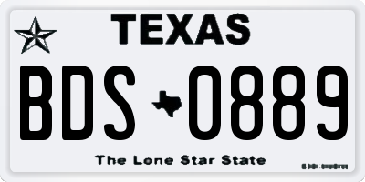 TX license plate BDS0889