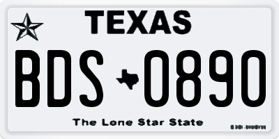 TX license plate BDS0890