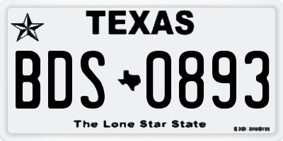 TX license plate BDS0893