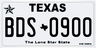 TX license plate BDS0900