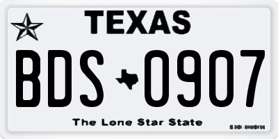 TX license plate BDS0907