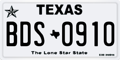 TX license plate BDS0910