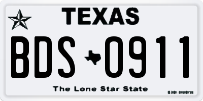 TX license plate BDS0911