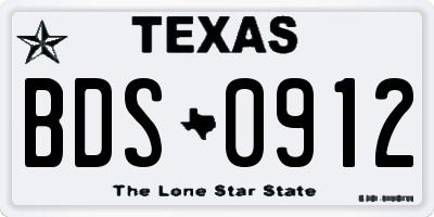 TX license plate BDS0912