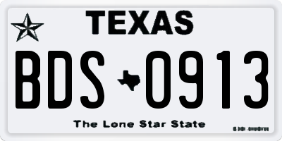 TX license plate BDS0913
