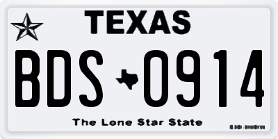TX license plate BDS0914