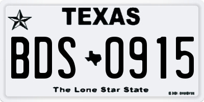 TX license plate BDS0915