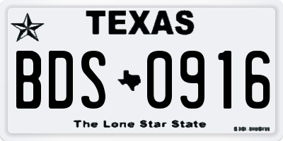 TX license plate BDS0916