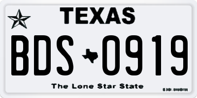 TX license plate BDS0919