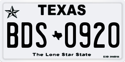 TX license plate BDS0920
