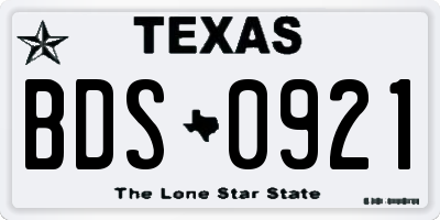 TX license plate BDS0921