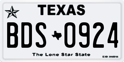 TX license plate BDS0924