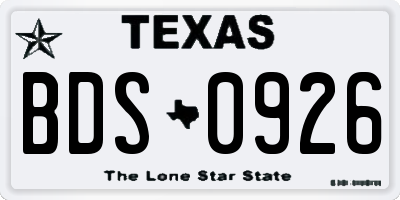 TX license plate BDS0926