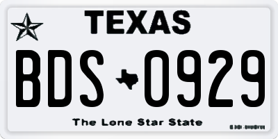 TX license plate BDS0929