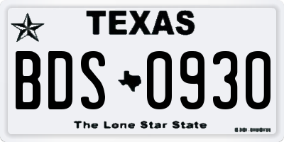 TX license plate BDS0930