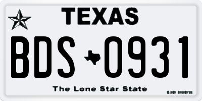 TX license plate BDS0931