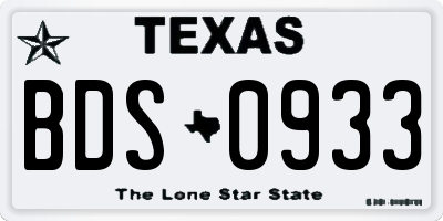 TX license plate BDS0933