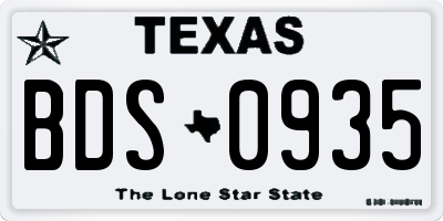TX license plate BDS0935