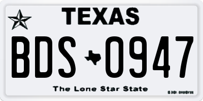 TX license plate BDS0947