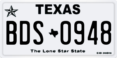 TX license plate BDS0948