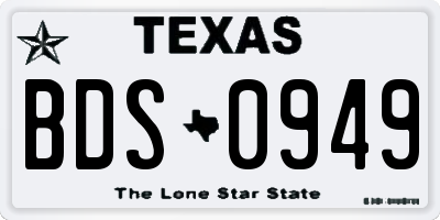 TX license plate BDS0949