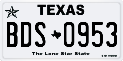 TX license plate BDS0953