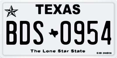 TX license plate BDS0954