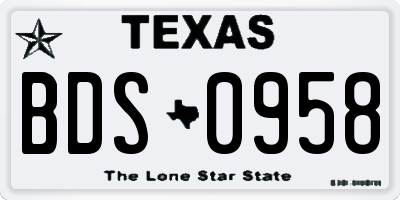 TX license plate BDS0958