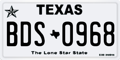 TX license plate BDS0968