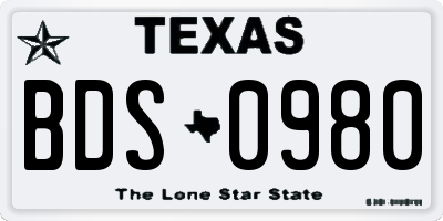 TX license plate BDS0980