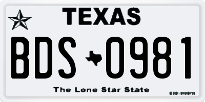 TX license plate BDS0981