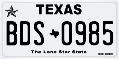TX license plate BDS0985