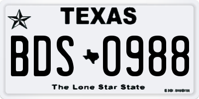 TX license plate BDS0988