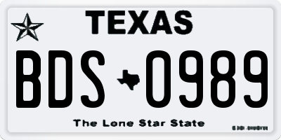 TX license plate BDS0989