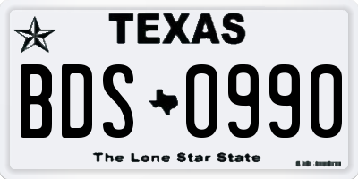TX license plate BDS0990