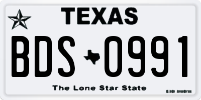 TX license plate BDS0991