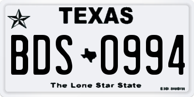TX license plate BDS0994