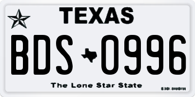 TX license plate BDS0996