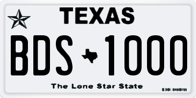 TX license plate BDS1000