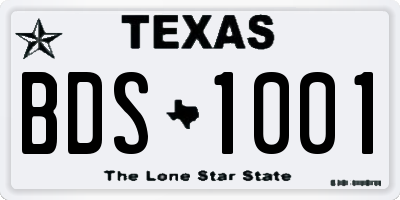 TX license plate BDS1001