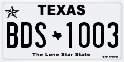 TX license plate BDS1003