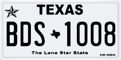 TX license plate BDS1008