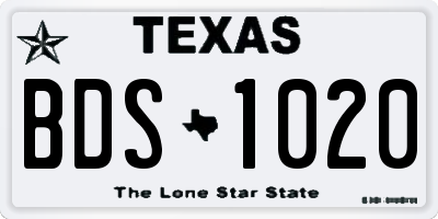 TX license plate BDS1020