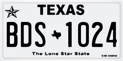 TX license plate BDS1024