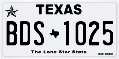 TX license plate BDS1025