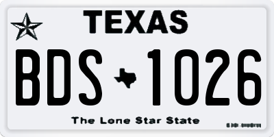 TX license plate BDS1026
